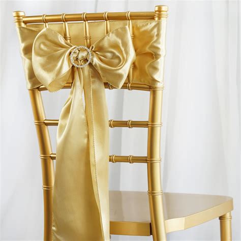 Buy 5 pack | 6"x106" Champagne Satin Chair Sash at Tablecloth Factory