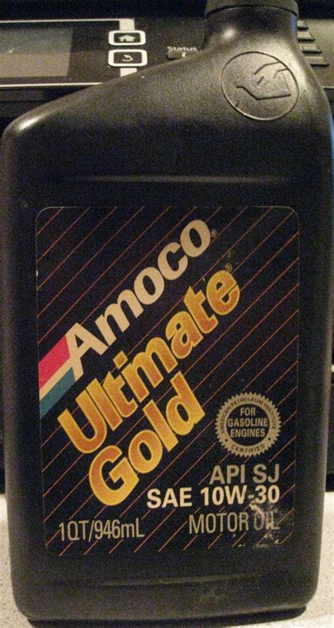 Amoco Ultimate Gold "For Gasoline Engines" American Petroleum Institute Certified API SJ SAE 10W ...