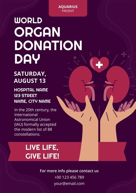 Edit and download for free this Professional Hand-drawn World Organ Donation Day Poster layout