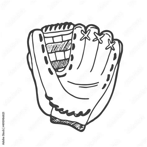 Hand drawn doodle sketch of baseball glove. Cartoon style drawing, for ...