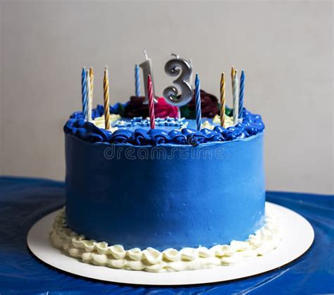 Beautiful Blue Happy Birthday Cake with the Number 13 on a Blue Background. Top View, Party ...