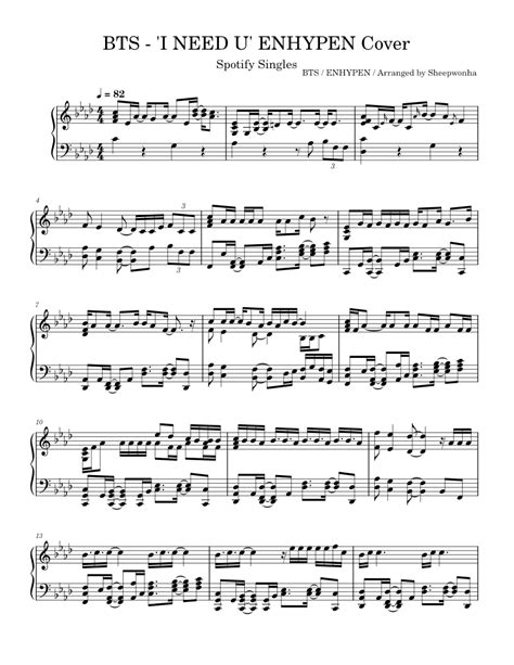 I Need U – BTS I NEED U – BTS / ENHYPEN Cover Sheet music for Piano ...