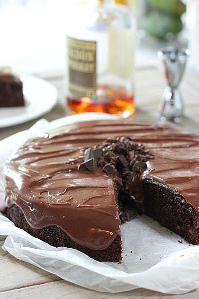 Double Chocolate Whiskey Cake with Whiskey Ganache - Laughing Spatula