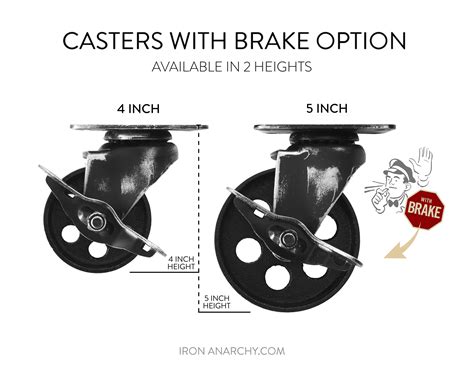 black casters with brakes, black casters with locks, bar cart casters ...