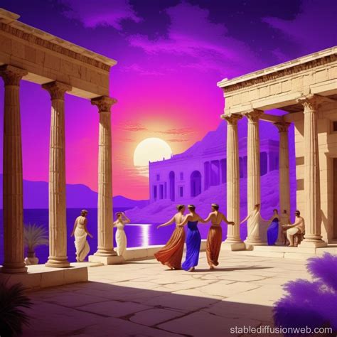 Ultraviolet Dance in Ancient Greek Palace | Stable Diffusion Online