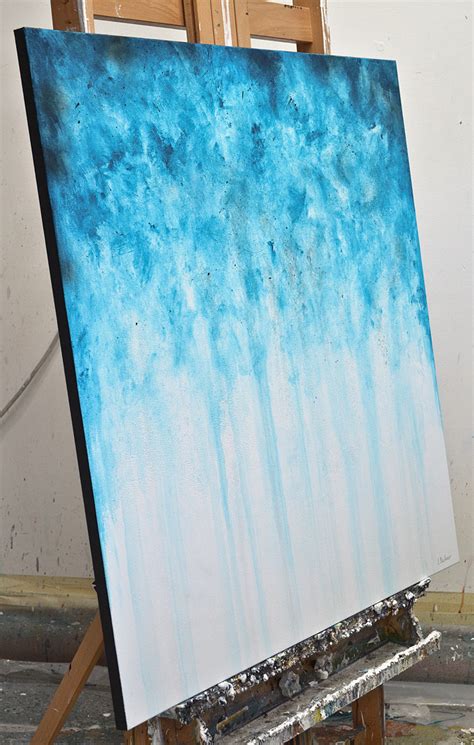 Blue Abstract Oil Painting Original Pouring Art | Beiboer Fine Art