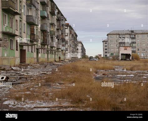 abandoned and broken civil buildings in northern part of russia Stock ...