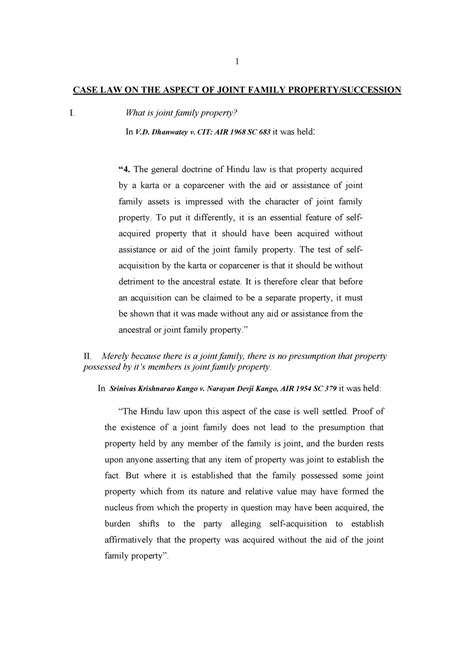 Note FL - Case laws in aspect of joint Hindu Family property - CASE LAW ON THE ASPECT OF JOINT ...