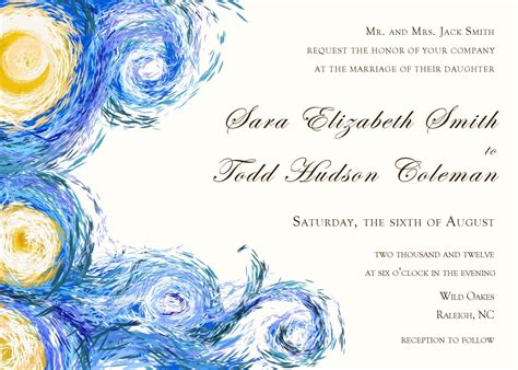 Starry Night DIGITAL wedding invitation Van Gogh