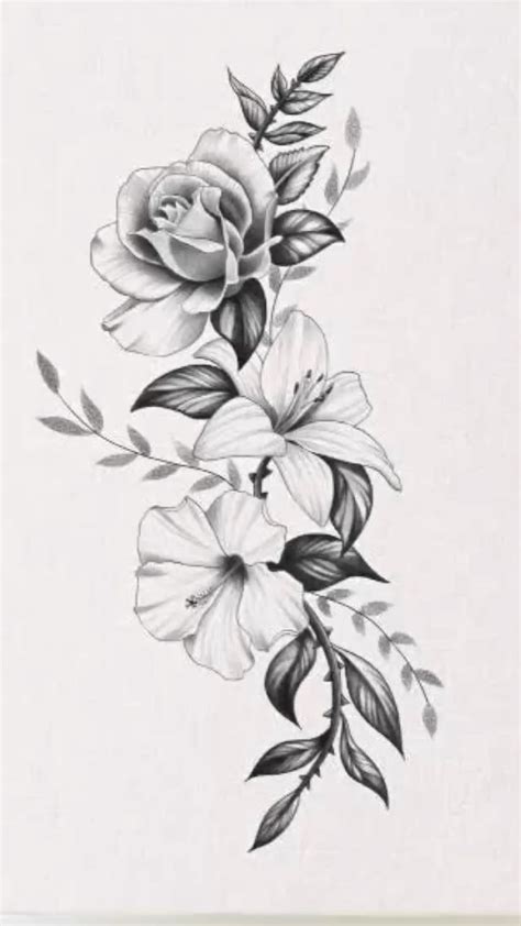 Tattoo inspiration, tattoo design, floral tattoo, flower tattoo, black ink, black and grey ink ...