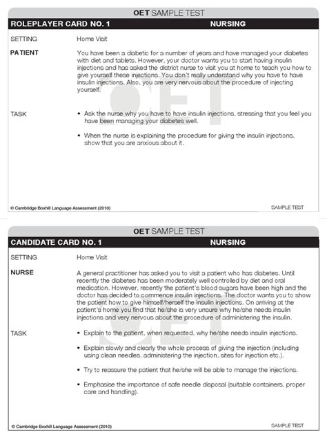 Speaking Nursing Sample Test 1 2010 oet