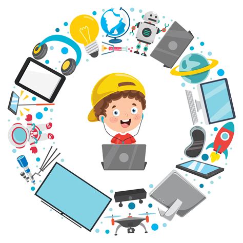 Little Kid And Technology Devices 931909 Vector Art at Vecteezy