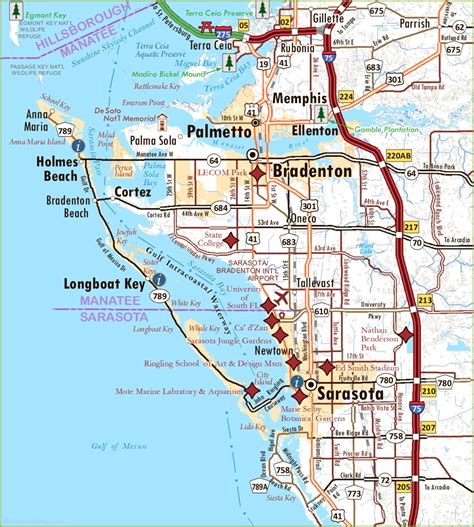 Map of Sarasota and Bradenton - Ontheworldmap.com