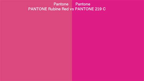 Pantone Rubine Red vs PANTONE 219 C side by side comparison