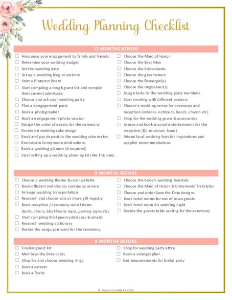 Planning a wedding checklist printable - Aslobuddies