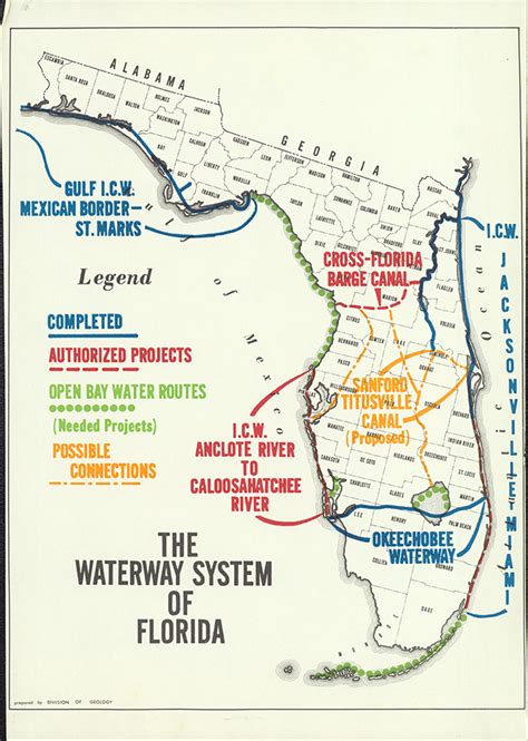 Florida Memory - Map of Florida Showing Key Waterway Projects (ca. 1960)