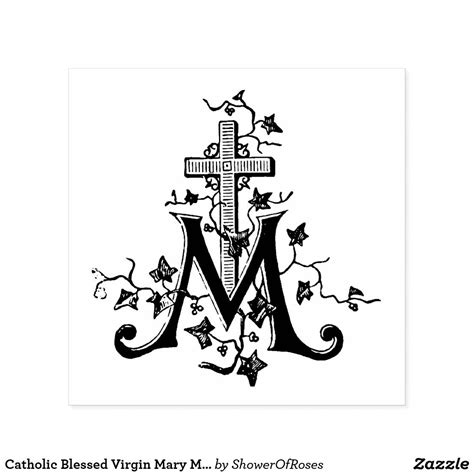 Catholic Blessed Virgin Mary Marian Cross Rubber Stamp | Zazzle.com ...