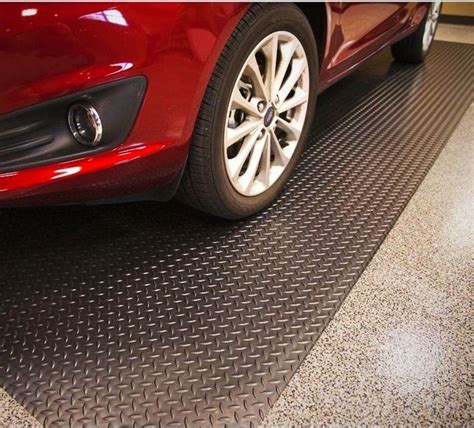 Techtongda Garage PVC Plastic Floor Basement Mat Diamond Plate Surface Rubber 79x197inch Black ...