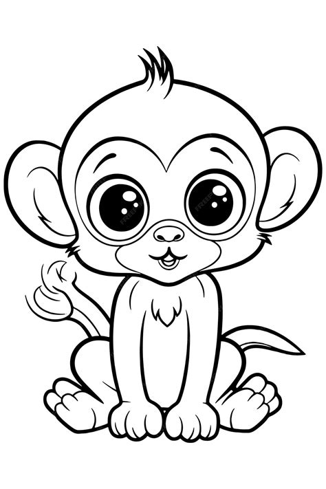 Premium Vector | Cute animals coloring pages for kids monkey coloring ...