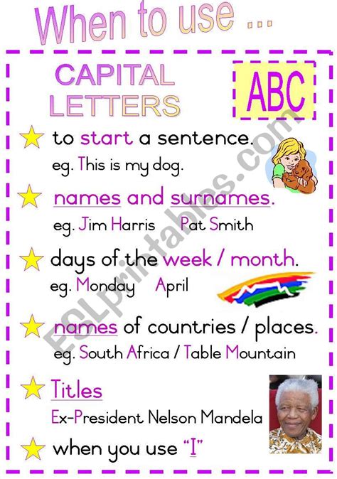 When to use Capital Letters. Fully Editable Poster - ESL worksheet by Joeyb1