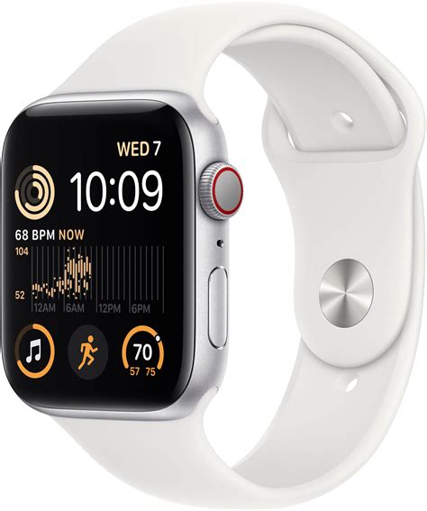 Best Buy: Apple Watch SE 2nd Generation (GPS + Cellular) 44mm Aluminum Case with White Sport ...