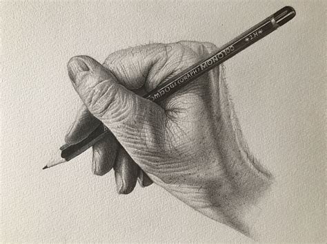 Detailed drawing of a hand holding a pencil | How to draw hands, Realistic pencil drawings ...