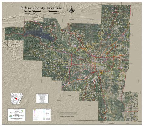 Pulaski County Arkansas 2019 Aerial Wall Map | Mapping Solutions