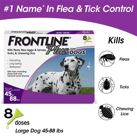 FRONTLINE Plus for Large Dogs (45-88 lbs) Flea and Tick Treatment, 8 Doses - Walmart.com ...