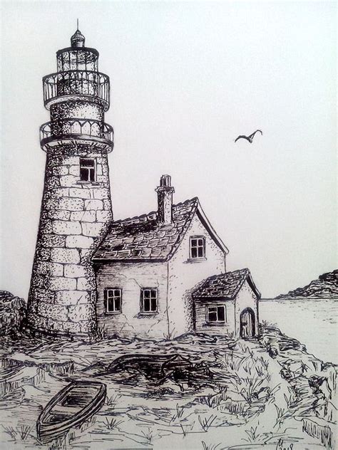 Lighthouse Pencil Drawing at PaintingValley.com | Explore collection of ...