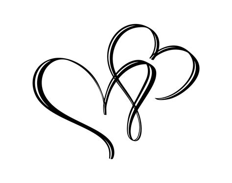 Hand drawn two Heart love sign. Romantic calligraphy vector illustration. Concepn icon symbol ...