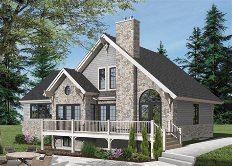 Top selling Mountain style house plan with lots of windows, large fireplace and master on 1st ...