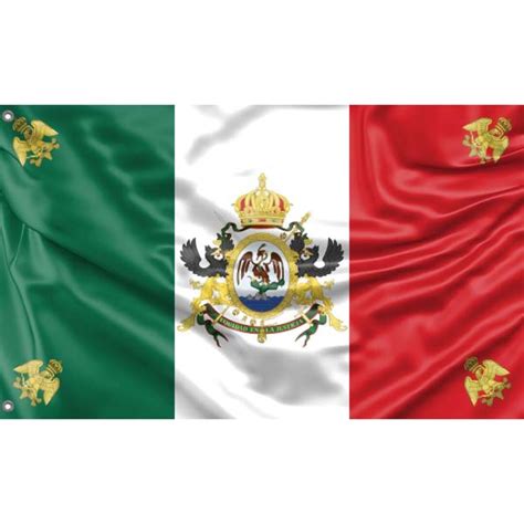 Historical Flag of Mexico 1864-1867 Unique Design Print High Quality Materials Size 3x5 Ft ...