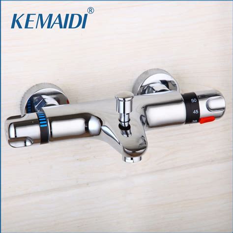 KEMAIDI Thermostatic Shower Faucet Wall Mounted Double Handle Faucet ...