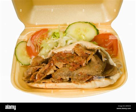 Lamb doner kebab with salad in fast food take away box Stock Photo - Alamy