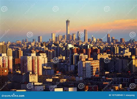 Beijing City Skyline Sunset, China Editorial Image - Image of lights ...