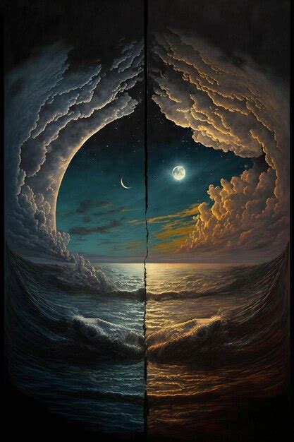 Premium AI Image | A painting of a half - moon and half - moon