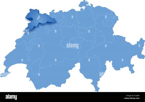 Political map of Switzerland with all cantons where Jura is pulled out Base map generated using ...