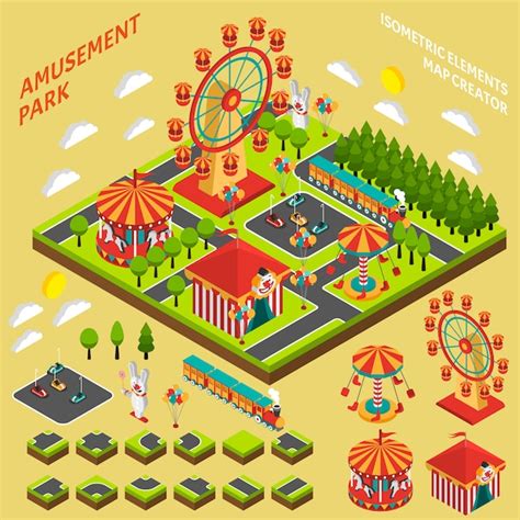 Amusement Park Map Infographic Elements Flat Stock Ve - vrogue.co