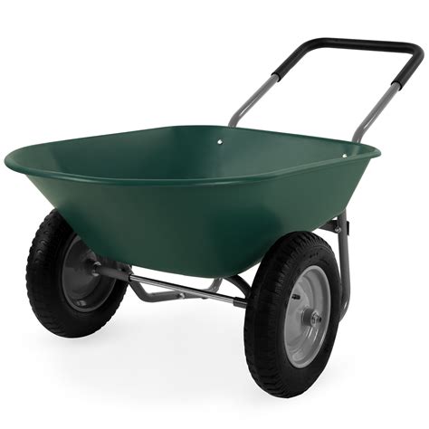 Best Choice Products Dual-Wheel Home Wheelbarrow Yard Garden Cart for ...