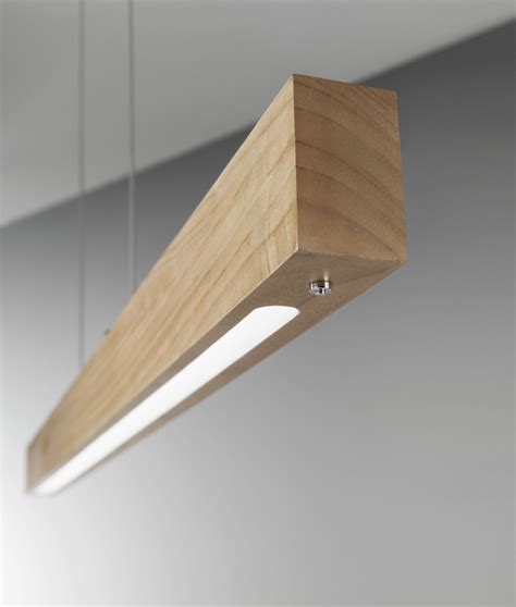 Long Linear Suspended Oak Pendant - Built-in LED Dimming | Wooden lamps design, Wooden light ...