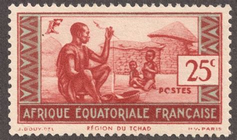 French Equatorial Africa 1937-40 25c copper red & blue Type I: wide numerals (25c) | Equatorial ...