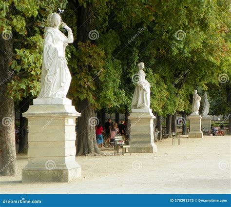 France, Paris, Luxembourg Gardens, Statues of French Queens and Famous Women Along the Central ...