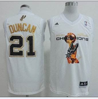 NBA San Antonio Spurs 21 Duncan white Champions jersey