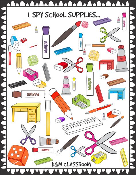 Znalezione obrazy dla zapytania i spy school supplies worksheet | Free ...