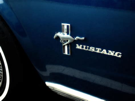 Vintage Blue Ford Mustang Car Badge Photograph by Thomas Woolworth - Pixels