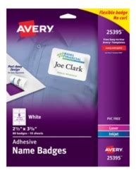 Avery Printable White Adhesive Name Badges