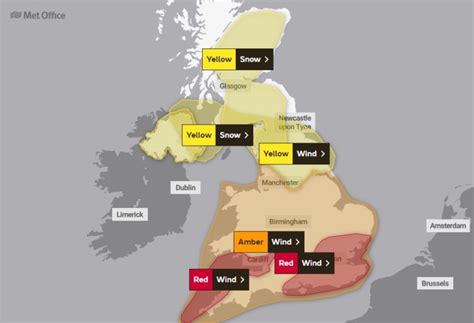 Storm Eunice weather warnings: Where Met Office alerts are today and what time London red ...