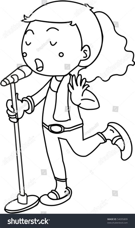 Esbozo de una chica cantando sobre: vector de stock (libre de regalías) 54095809 | Shutterstock