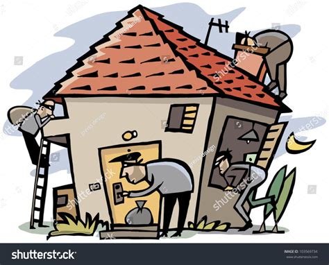 Cartoon Scene 4 Thieves Break Into Stock Vector 103569734 - Shutterstock