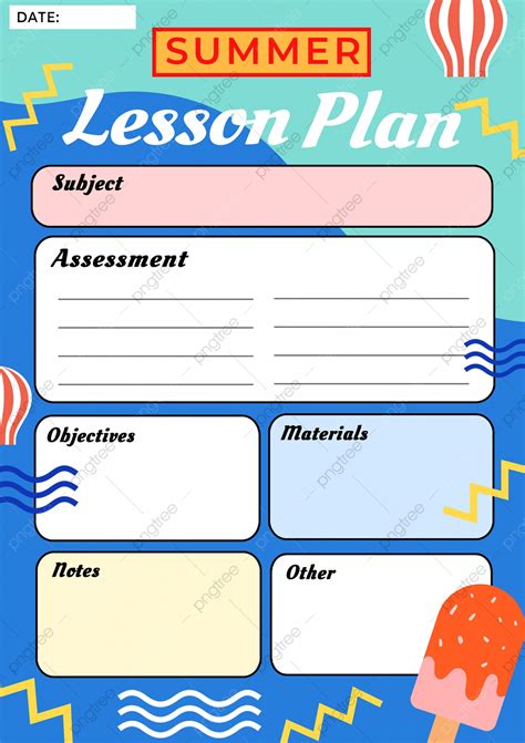 Cute Summer Cartoon Style Lesson Plan Form Template Download on Pngtree